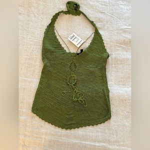 Green halter top
